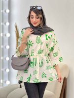 مانتو شومیزی طرح دار کمر گت کد 2898 - تصویر 4