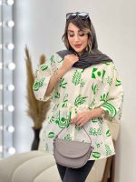 مانتو شومیزی طرح دار کمر گت کد 2898 - تصویر 11