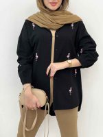 مانتو پشت پیله طرح فلامینگو کد 5285 - تصویر 4