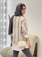 مانتو راه راه ترکیبی دو جیب کد 5325 - تصویر 10