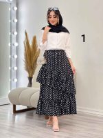 ست شومیز و دامن طرح دار کد 5315 - تصویر 4
