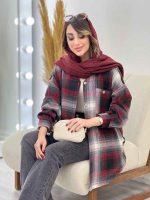 مانتو چهارخونه جیب دکمه آنیل کد 5334 - تصویر 6