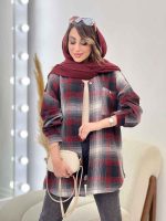 مانتو چهارخونه جیب دکمه آنیل کد 5334 - تصویر 11