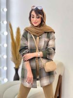 مانتو چهارخونه جیب دکمه آنیل کد 5334 - تصویر 9