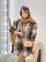 مانتو چهارخونه جیب دکمه آنیل کد 5334 - تصویر 15