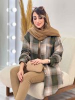مانتو چهارخونه جیب دکمه آنیل کد 5334 - تصویر 4