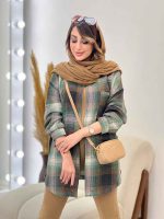 مانتو چهارخونه جیب دکمه آنیل کد 5334 - تصویر 8