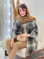 مانتو چهارخونه جیب دکمه آنیل کد 5334 - تصویر 3