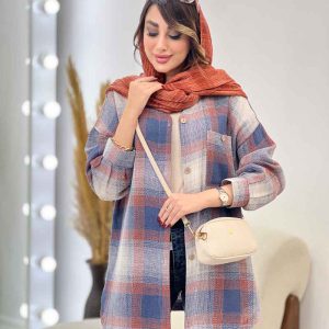 مانتو چهارخونه جیب دکمه آنیل کد 5334