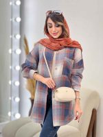 مانتو چهارخونه جیب دکمه آنیل کد 5334 - تصویر 2