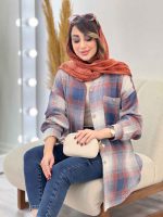 مانتو چهارخونه جیب دکمه آنیل کد 5334 - تصویر 7