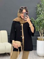 مانتو سرجیب دکمه دریا کد 5337 - تصویر 6