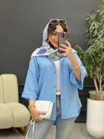 مانتو سرجیب دکمه دریا کد 5337 - تصویر 3
