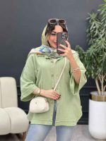 مانتو سرجیب دکمه دریا کد 5337 - تصویر 9