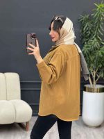 مانتو کتان دو جیب پاکتی حورا کد 5408 - تصویر 10