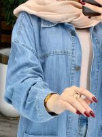 مانتو جین دو جیب پایین برش دار کد 5371 - تصویر 6