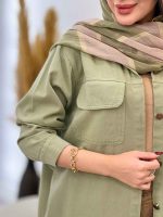 مانتو کتان پایین هلال سما کد 5391 - تصویر 15