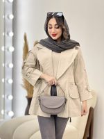 مانتو لینن کمرکش سرجیب دو دکمه کد 2917 - تصویر 6