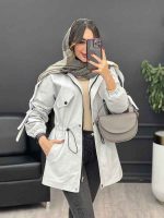 بارانی کمرگت بغل سه دکمه کد 5395 - تصویر 12