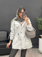 بارانی کمرگت بغل سه دکمه کد 5395 - تصویر 22