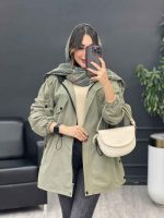 بارانی کمرگت بغل سه دکمه کد 5395 - تصویر 17