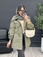 بارانی کمرگت بغل سه دکمه کد 5395 - تصویر 4