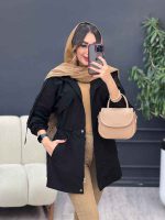 بارانی کمرگت بغل سه دکمه کد 5395 - تصویر 11