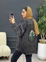 مانتو جین پشت گلدوزی پرچ دار کد 5400 - تصویر 7
