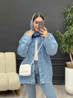 مانتو جین پشت گلدوزی پرچ دار کد 5400 - تصویر 15