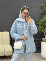مانتو جین پشت گلدوزی پرچ دار کد 5400 - تصویر 3