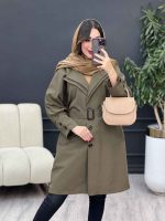بارانی سه دکمه یقه دوبل کد 4378 - تصویر 2