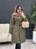 بارانی سه دکمه یقه دوبل کد 4378 - تصویر 11