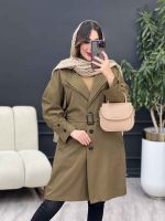 بارانی سه دکمه یقه دوبل کد 4378 - تصویر 4