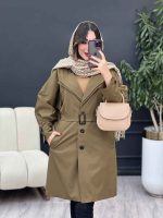 بارانی سه دکمه یقه دوبل کد 4378 - تصویر 14