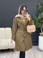 بارانی سه دکمه یقه دوبل کد 4378 - تصویر 17