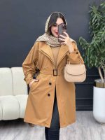 بارانی سه دکمه یقه دوبل کد 4378 - تصویر 19