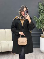 بارانی سه دکمه یقه دوبل کد 4378 - تصویر 8