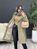 بارانی سه دکمه یقه دوبل کد 4378 - تصویر 13