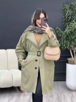 بارانی سه دکمه یقه دوبل کد 4378 - تصویر 18