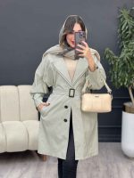 بارانی سه دکمه یقه دوبل کد 4378 - تصویر 5