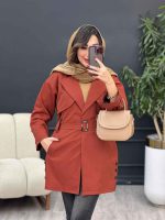 بارانی بغل چهاردکمه ژیله دار کد 5407 - تصویر 2