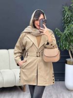 بارانی بغل چهاردکمه ژیله دار کد 5407 - تصویر 3