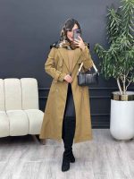 بارانی شش دکمه کمر دار کد 5388 - تصویر 5