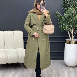بارانی شش دکمه کمر دار کد 5388