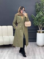 بارانی شش دکمه کمر دار کد 5388 - تصویر 15