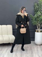 بارانی شش دکمه کمر دار کد 5388 - تصویر 4