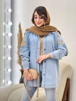 مانتو جین سرشانه گلدوزی 5414 - تصویر 3