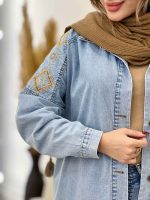 مانتو جین سرشانه گلدوزی 5414 - تصویر 7