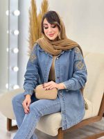 مانتو جین سرشانه گلدوزی 5414 - تصویر 6