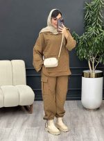 ست هودی و شلوار طرح لوزی کد 3740 - تصویر 6
